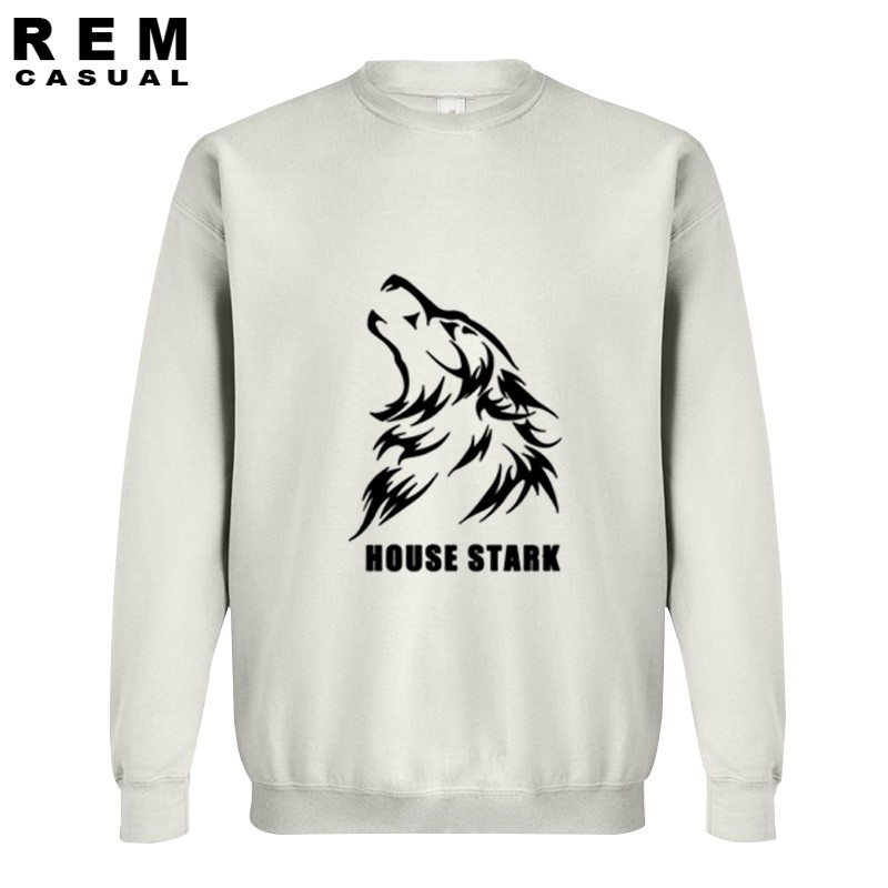 House Stark Wolf Lagu Game Es dan Api Of Throne Berkualitas Tinggi Top Men Cool Cotton Hoodies Sweatshirt Putih -Intl