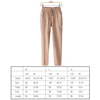 360DSC Ninth Ankle Length Women Casual Comfortable Elastic Waist Haroun Pants - Beige L - intl