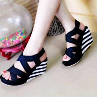 Sepatu Sandal Wedges Wanita SDW71 - Motif Belang