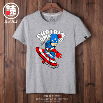 Gambar Iron Man lengan pendek pria t shirt (Abu abu kapten EBD) (Abu abu kapten EBD)