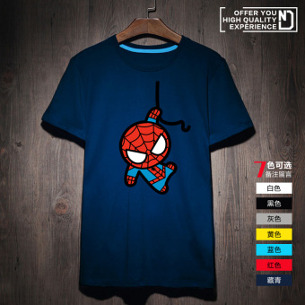 Gambar Iron Man lengan pendek pria t shirt (Biru tua Spider Man EBT) (Biru tua Spider Man EBT)