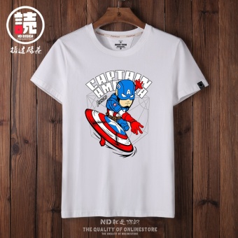 Gambar Iron Man lengan pendek pria t shirt (Putih kapten EBD) (Putih kapten EBD)