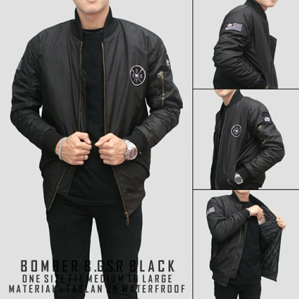 Jacket Bomber BGSR Black + Inside Pocket