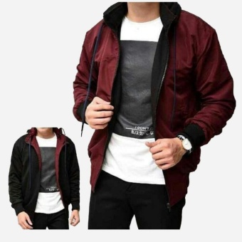 jaket bolak balik 2in1 parasut fleece maroon black polos cowok pria jaket bolak balik 2in1 parasut fleece maroon black polos cowok pria