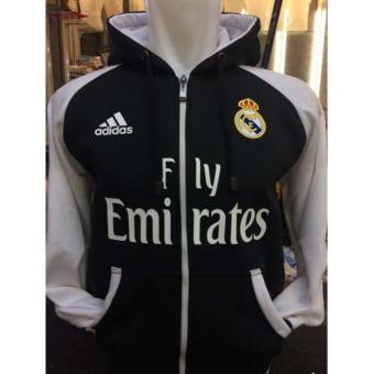 Gambar Jaket Hoodie Real Madrid R 441r Jumper Raglan Zipper Putih Madridista