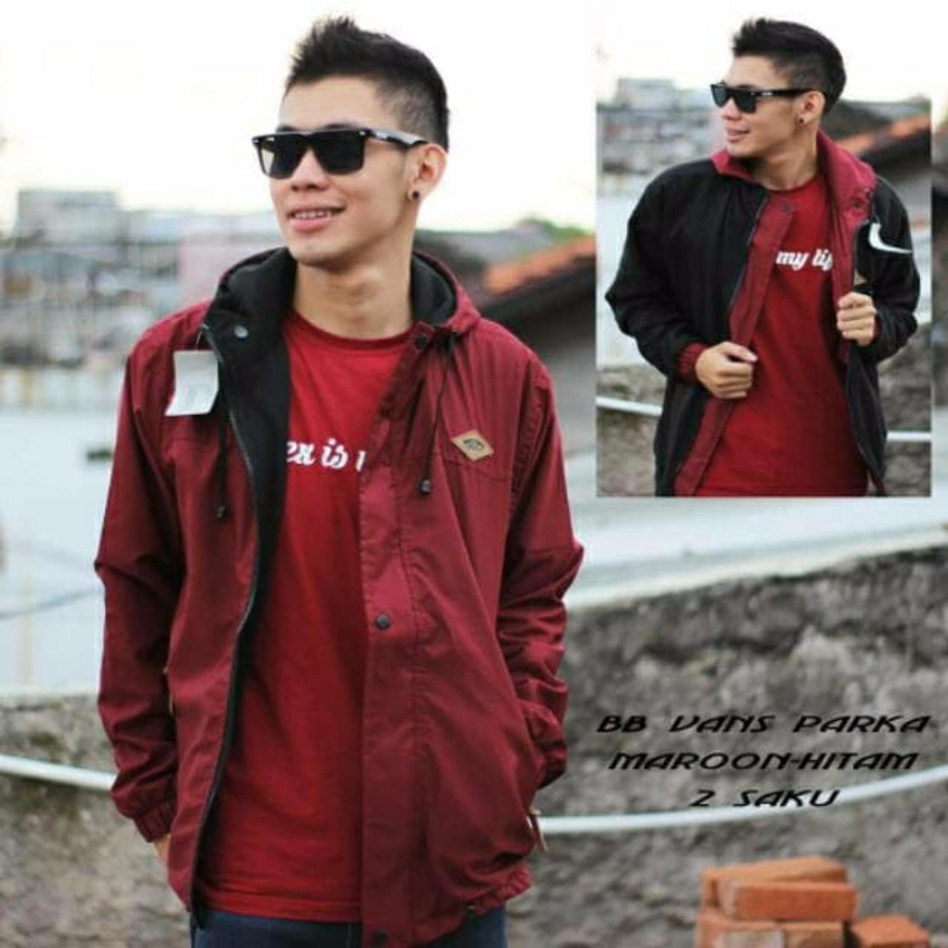 Jaket Parka Pria Bolak Balik Murah Simpel - Hitam