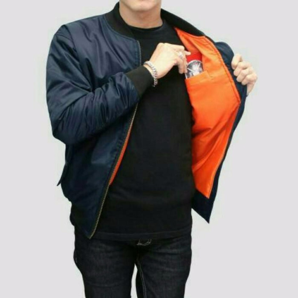 Jaket Pilot Bomber Pria Bgsr ( Navy )