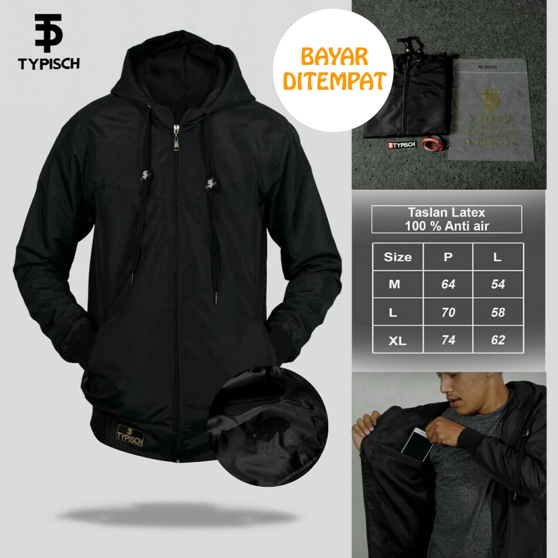 Jaket Typish Taslan Hitam 100% Waterproof