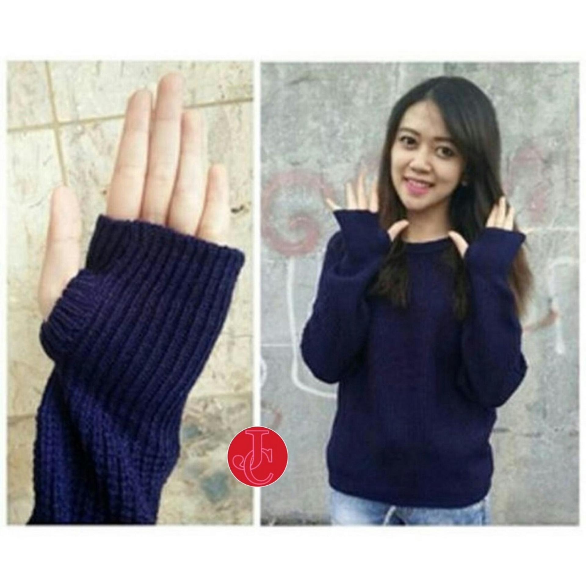 J&C Sweater Wanita Roundhand /Thumb Hand / Baju Hangat / Baju Tebal / Sweater Panjang / Kaos Sweater / Sweater Rajut