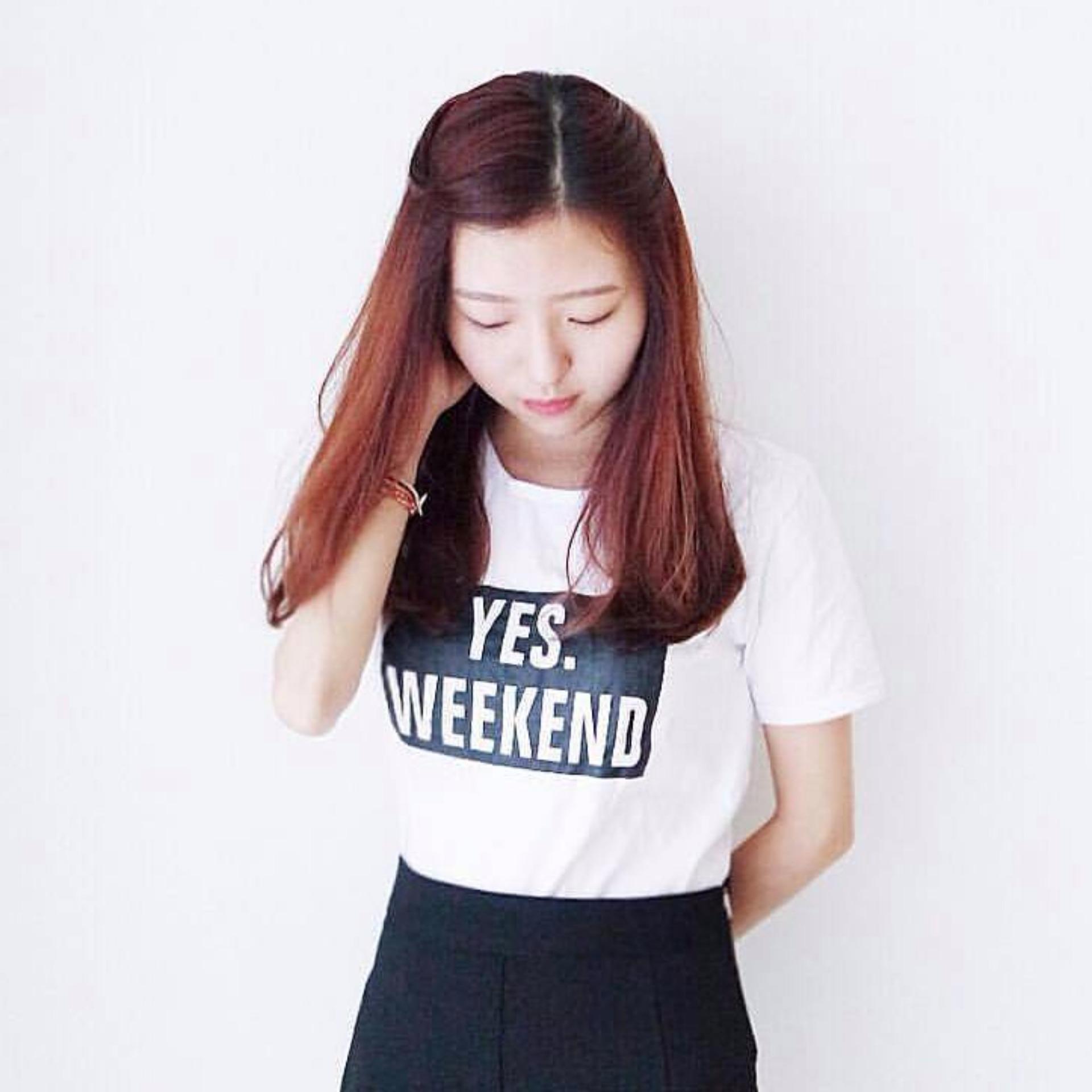 JCLOTHES Kaos Cewe / Tumblr Tee / Kaos Wanita Yes Weekend - Putih .