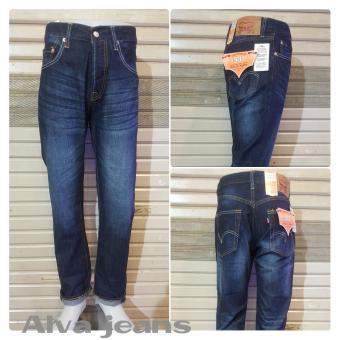 JEANS PRIA REGULER PREMIUM (BIRU NAVY WHASING) TERBARU