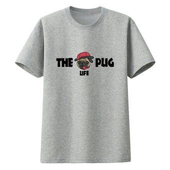 Gambar Jepang katun remaja t shirt (Pug abu abu)