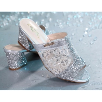 Jetcorn Sepatu Berkualitas Tinggi Wanita Sepatu Santai Women Sequins Chunky Heeled Sandals Peep Toe Shoes Silver Size 35-41 September 2018 - 5 Jetcorn sepatu berkualitas tinggi wanita sepatu santai Women Sequins Chunky Heeled Sandals Peep Toe Shoes Silver Size 35-41 - 5