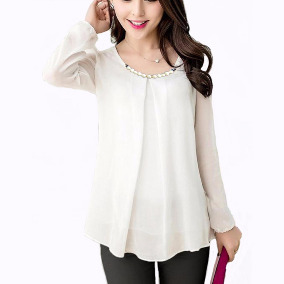 Jfashion Blus Wanita Tangan Panjang Model Korea Variasi Kalung Jfashion Blus Wanita Tangan Panjang Model Korea Variasi Kalung