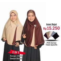 Jilbab 2 Warna Fashion Muslim Terbaru Wanita Kekinian Model Sekarang Model Jaman Now Jilbab Bolak Balik Instan 2 in 1 atau Inner Rajut | Hijab Instant Bergo Dua warna Khimar Syari Jumbo Jilbab Pengajian Pesta Multifungsi Pet Anti Tembem