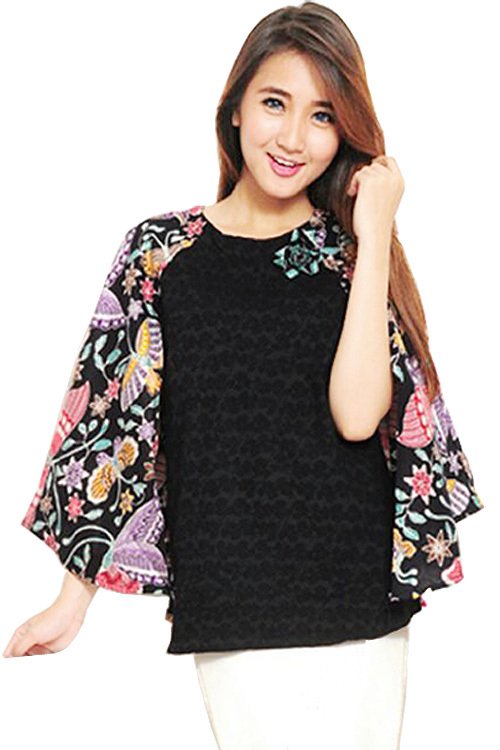 JO & NIC Keira Batik AllSize Atasan Wanita Batwing Cape - Hijau