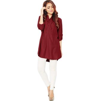 Gambar Produk JO & NIC Kemeja Tunik Lengan Panjang 3 size M/L/XL - Maroon Selengkapnya