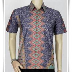 JUAL BAJU BATIK PRIA Baju Batik Kantor Batik Pekalongan Motif Khatulistiwa - Abu abu