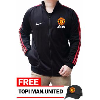 Gambar Just Cloth Jaket Jersey Manchester United + Free Topi Man.Utd   Hitam