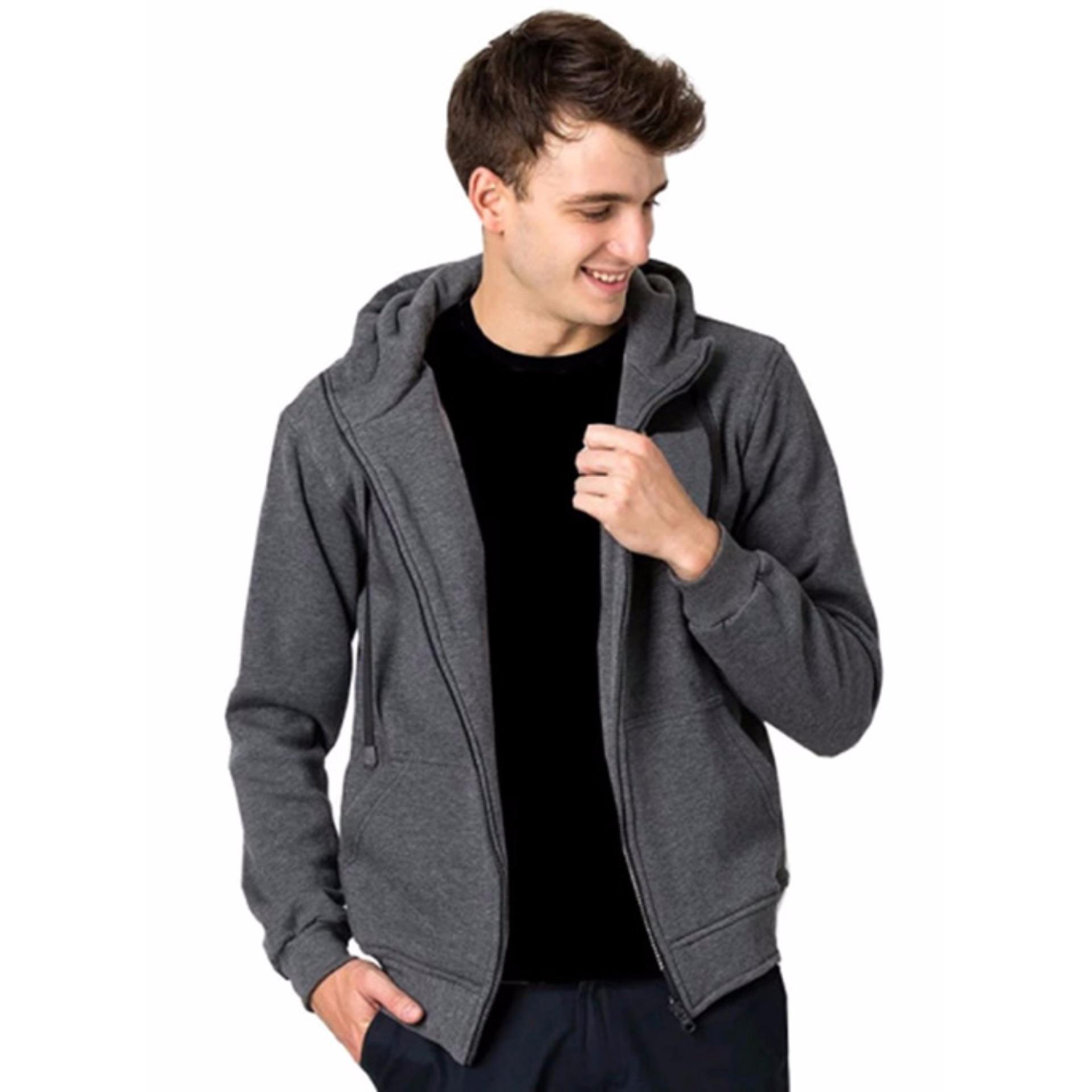 KaosBRO - Jaket Hoodie Zipper Polos - Abu Tua(Mongkey Grey) - Pria dan Wanita