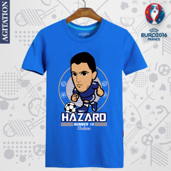 Gambar Kartun musim panas dicetak t shirt memperingati penggemar (Azar biru)