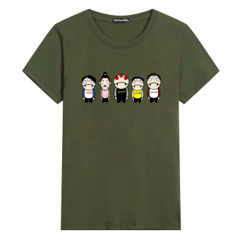 Gambar Katun leher bulat bottoming kemeja yard besar t shirt (Tentara hijau)