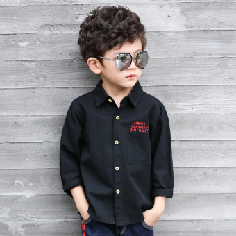 Katun lengan panjang Musim Semi dan Gugur baru kemeja putih anak laki-laki kemeja (