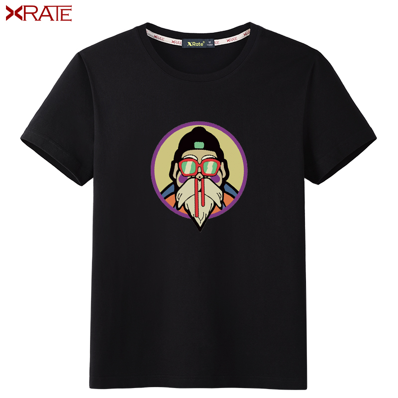 Katun pria lengan pendek pencetakan kartun baru t-shirt (Hitam-warna pria tua