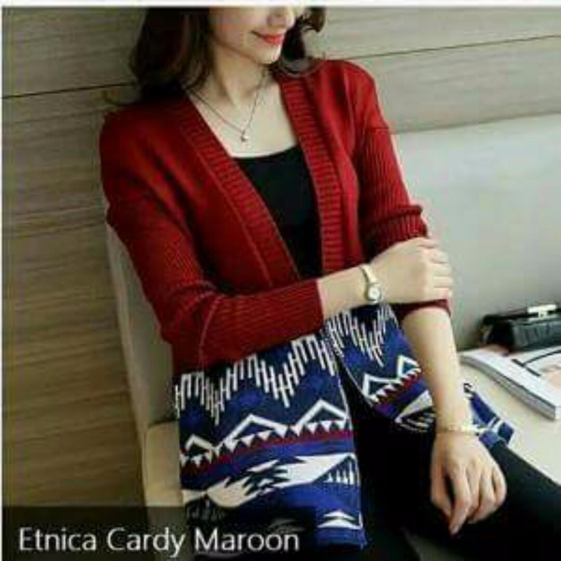 KEI'S cardigan rajut etnica maroon
