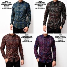 Kemeja Batik Songket Pria Panjang Kerja Kantor Slimfit / Baju Batik