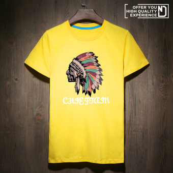 Gambar Kepribadian India katun pria kepala manusia t shirt (Kuning India putih CJU)