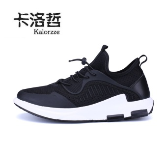 Korea Fashion Style jala pasang sepatu sepatu sneaker (Model laki-laki + Hitam)