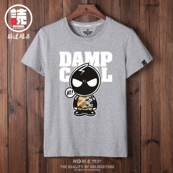 Gambar Korea Fashion Style Kapas Musim Panas Anak Laki laki T shirt (Abu abu petir Blackie dan putih) (Abu abu petir Blackie dan putih)