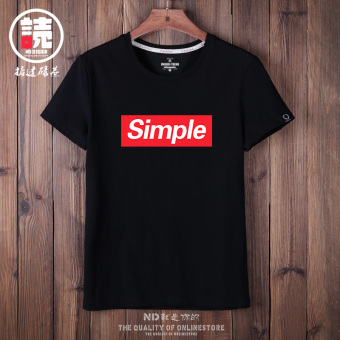 Gambar Korea Fashion Style Kapas Musim Panas Anak Laki laki T shirt (Hitam Simple) (Hitam Simple)