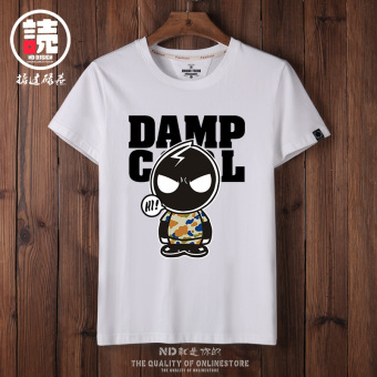 Gambar Korea Fashion Style Kapas Musim Panas Anak Laki laki T shirt (Putih petir Blackie hitam kata) (Putih petir Blackie hitam kata)