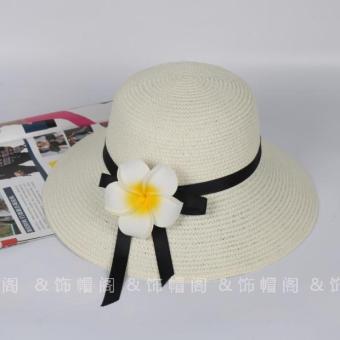 ... Diskon Penjualan Korea Fashion Style matahari musim panas pantai topi jerami topi pantai Susu putih