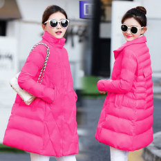 Korea Fashion Style perempuan dan bagian panjang Slim jaket empuk (Mawar merah)