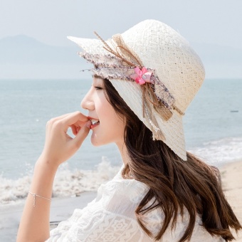... Musim Panas Topi Topi Topi Pantai Topi Source · Harga baru Korea Fashion Style perempuan dilipat Cooljie topi pantai topi Putih susu Diskon