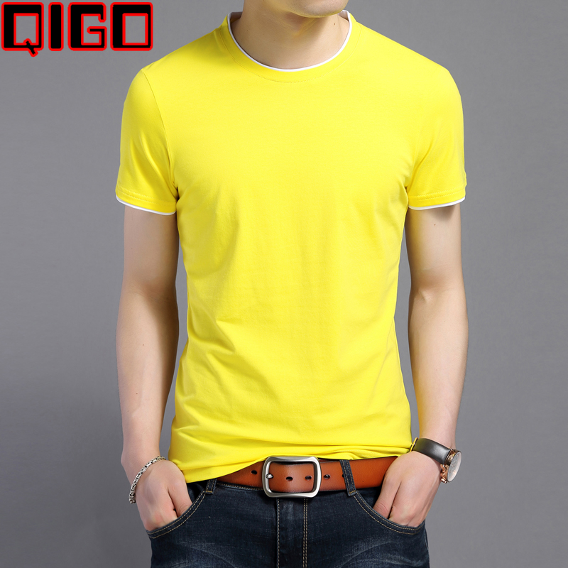 Korea Fashion Style pria muda kapas Slim t-shirt pakaian pria lengan pendek t-