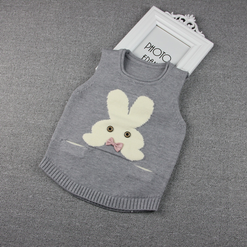Korean-style knitted female small children's vest baby vest (Abu-abu)