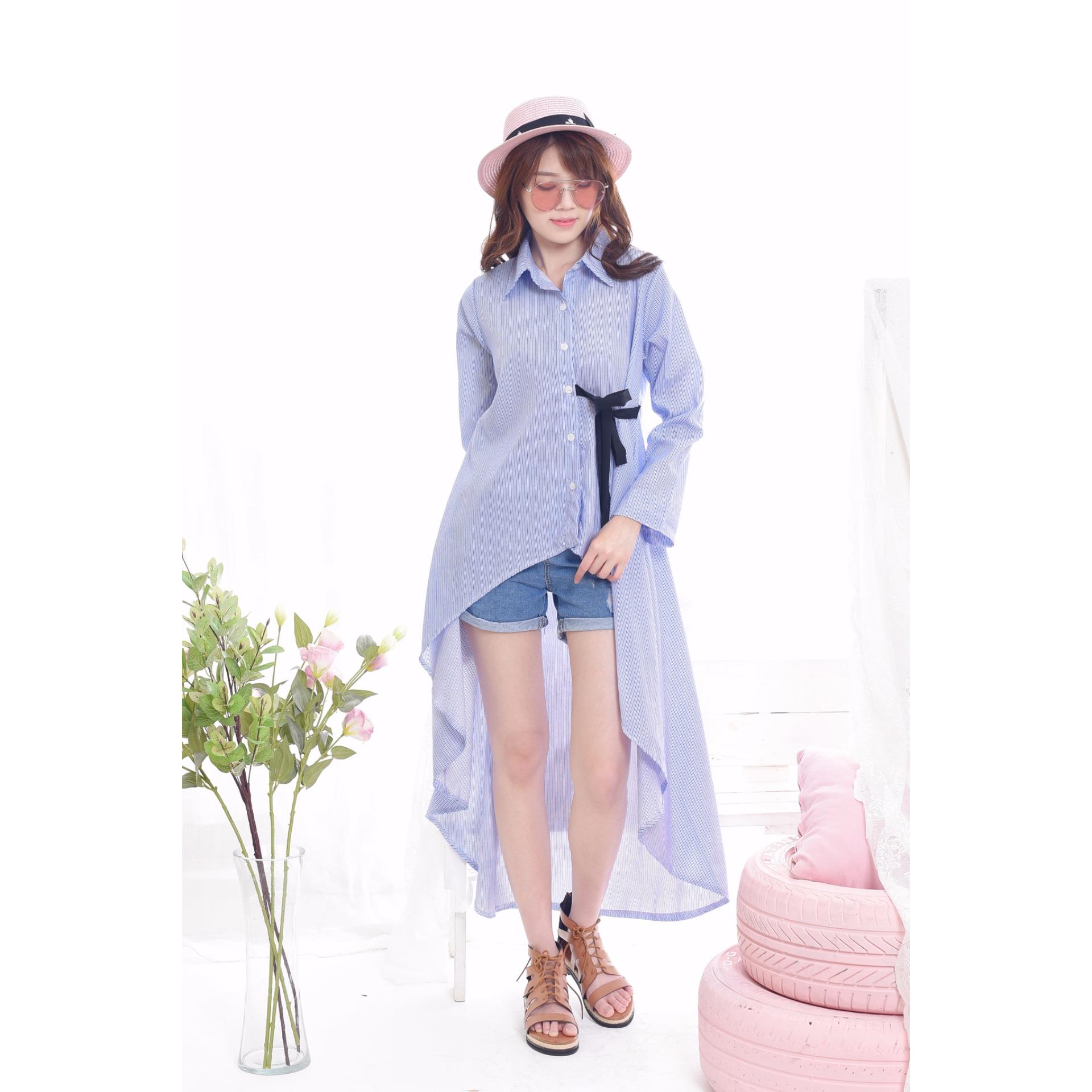 ... Labelledesign Askew Premium Long Shirt - Blue ...
