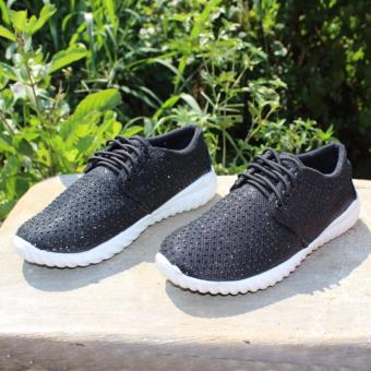 Lace Up Glitter Sneaker Wanita HD-32 Hitam April 2018 - 2 Lace Up Glitter Sneaker Wanita HD-32 Hitam - 2