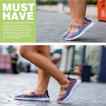 LALANG Breathable Mesh Shoes Women Woven Shoes Flats Flip Flops (Grey) - Intl Mei 2018 - 4 LALANG Breathable Mesh Shoes Women Woven Shoes Flats Flip Flops (Grey) - intl - 4