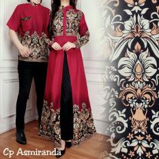 LF Batik Wanita Couple Resa / Kemeja Cowok pria Gamis Muslim / Kebaya Dress Wanita Batik Pasangan/ Set Muslim (mirandaas) AK - Maroon D2C