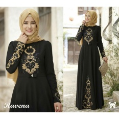 LF Dress Gamis Terusan Maxi Ravina / Syari Syar'i Simple Elegant / Baju Muslim Wanita / Kebaya Muslimah Modern (venara) SS - Hitam D2C