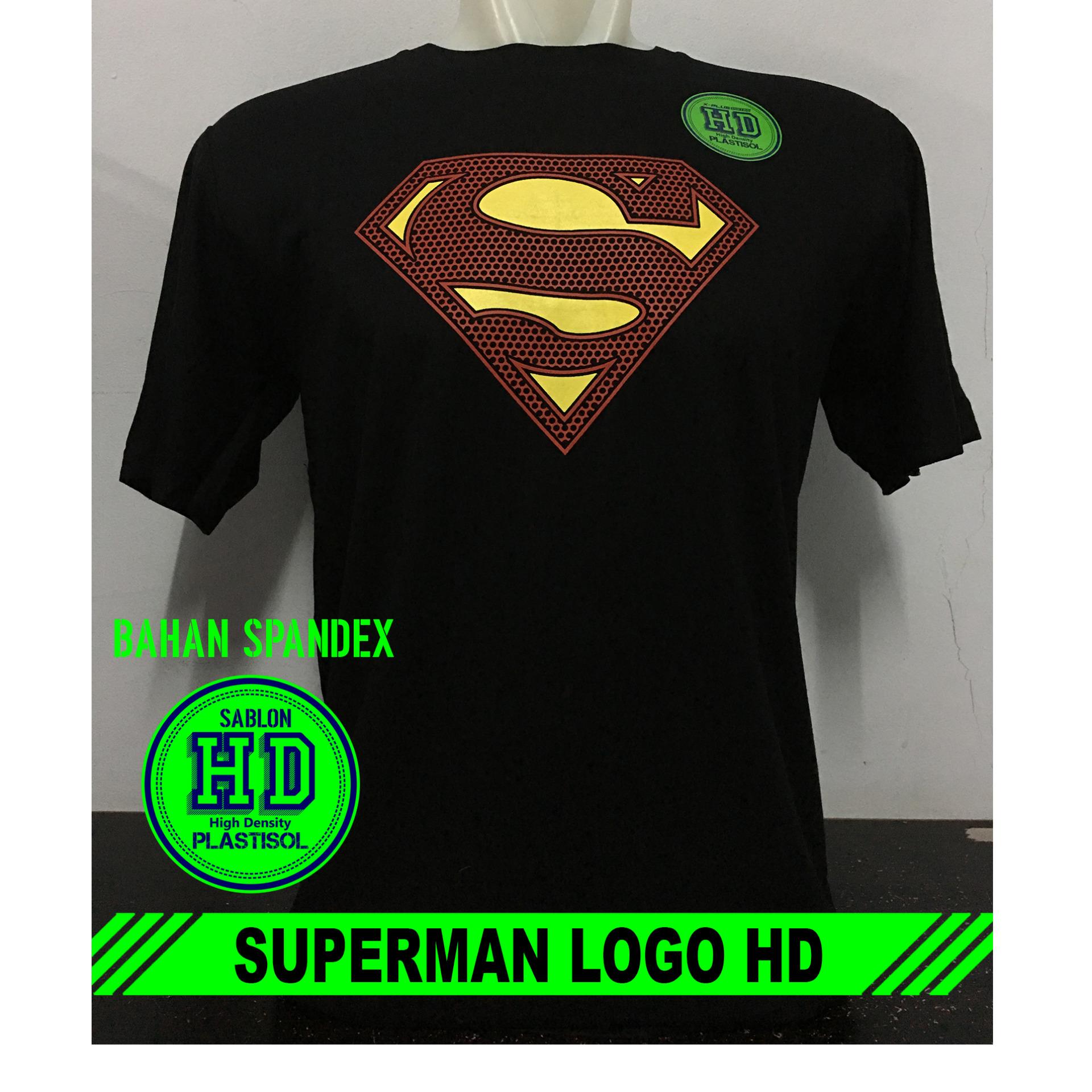 LF Kaos Pria Premium / Baju Atasan T-Shirt Distro lengan Pendek (SUPERMAN) / Tumblr Tee Character Karakter Super hero / Casual Kasual O neck Polos - HITAM