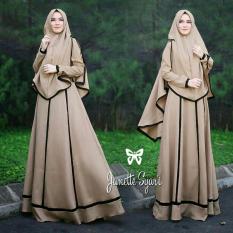 LF Set Muslim Imelda / Gamis Syari Syar'i Fashion Maxi / Syari Simple Elegant / Baju Muslim Wanita (nettaja) SS - Mocca D2C