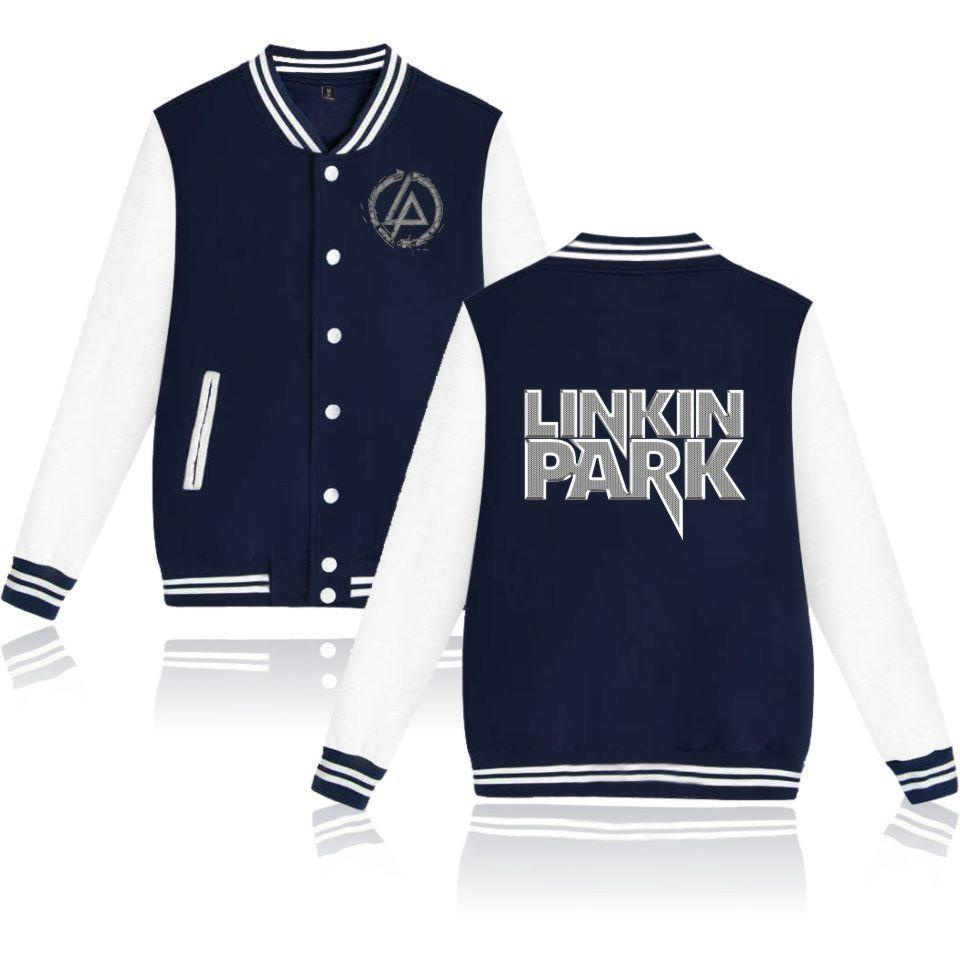 LIMENG Baru Linkin Park Hoodies Winter Kasual Pria untuk Musim Gugur Sweatshirts Pria Baseball Seragam Hoodies Hangat Kapas Rock dan Roll Hoodie-shirt Maxi Plus Ukuran XXS ~ XXXXL untuk Pria Series1 (Navy Biru) -Intl