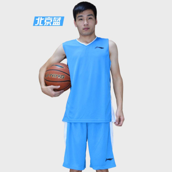 Gambar LINING AATM003 pria jas tanpa lengan rompi permainan kebugaran pakaian pakaian basket (Beijing biru 6)