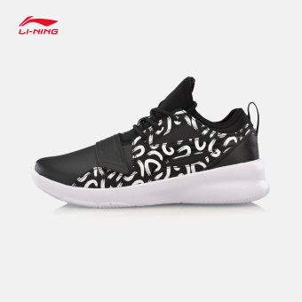 Gambar Lining abcm011 kasual budaya sepatu basket sepatu pria (New Basic Black yayasan putih)
